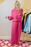 Women Textured Puff Sleeve Top and Pants Set - p3 Boutique
