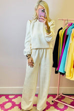 Women Textured Puff Sleeve Top and Pants Set - p3 Boutique