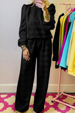 Women Textured Puff Sleeve Top and Pants Set - p3 Boutique
