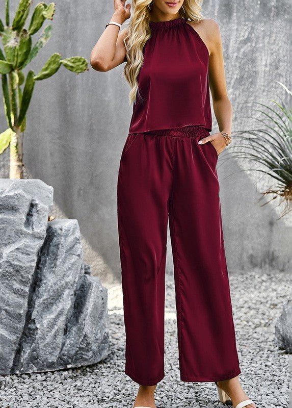 Women's 2 Piece Outfits Cropped Wide Leg pants Set - p3 Boutique