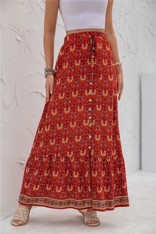 Womens Print Maxi Skirt - p3 Boutique