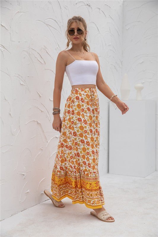 Womens Print Maxi Skirt - p3 Boutique