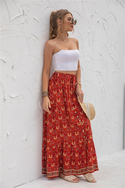 Womens Print Maxi Skirt - p3 Boutique