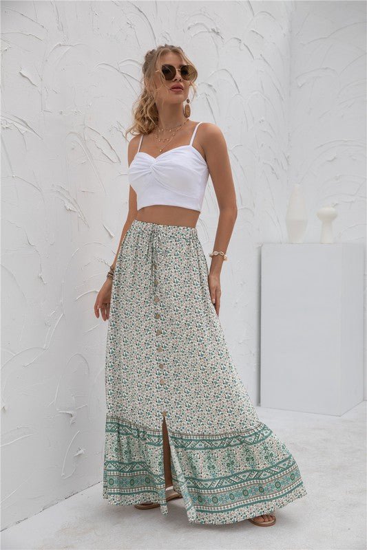 Womens Print Maxi Skirt - p3 Boutique