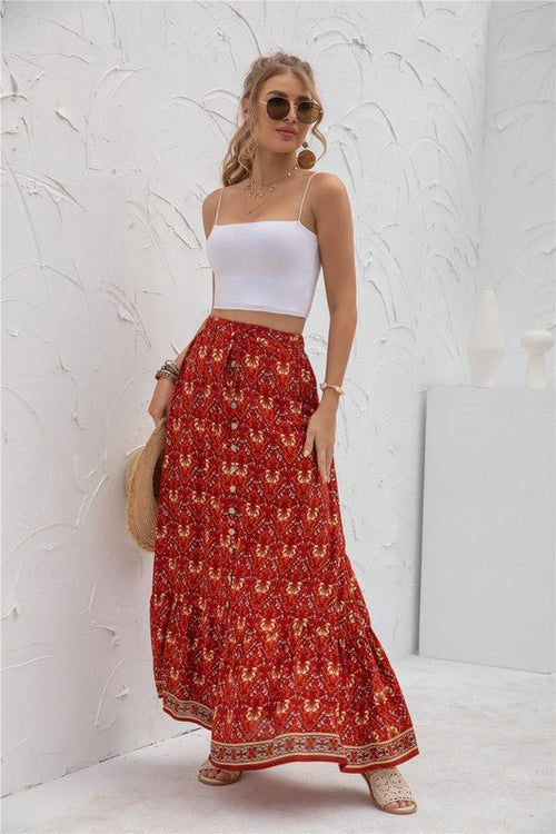 Womens Print Maxi Skirt - p3 Boutique
