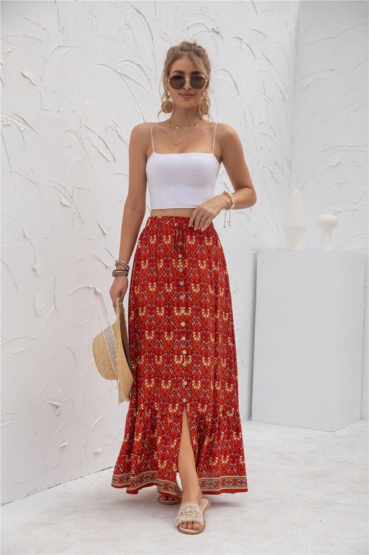 Womens Print Maxi Skirt - p3 Boutique