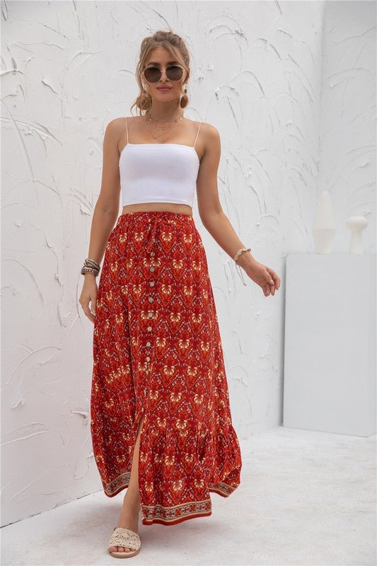 Womens Print Maxi Skirt - p3 Boutique