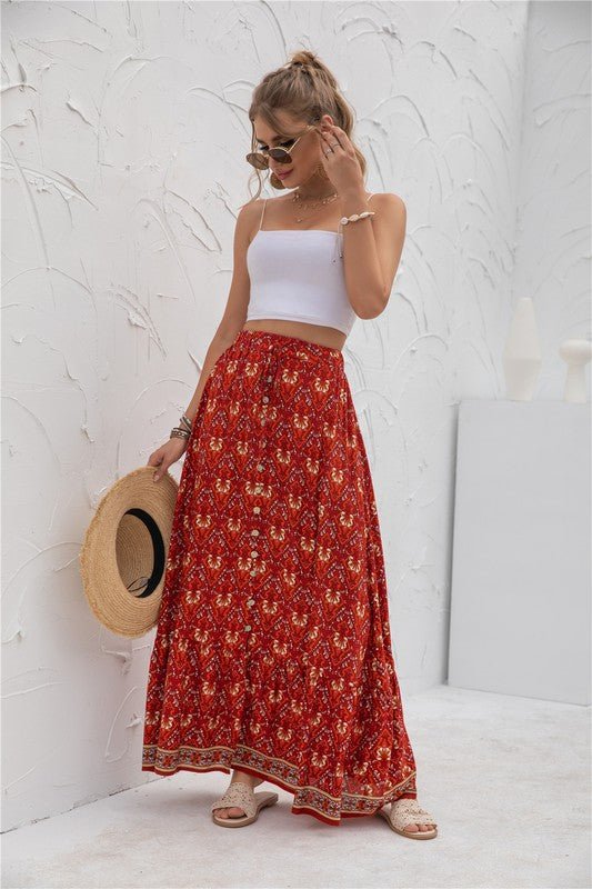 Womens Print Maxi Skirt - p3 Boutique