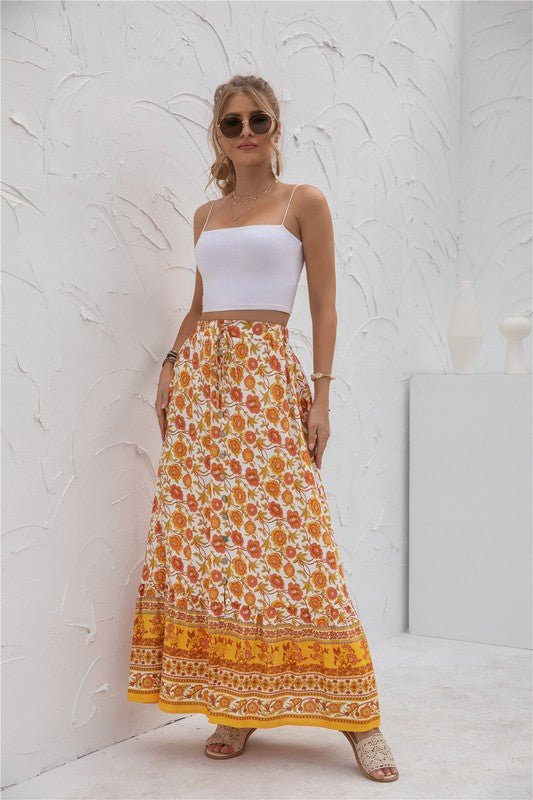 Womens Print Maxi Skirt - p3 Boutique