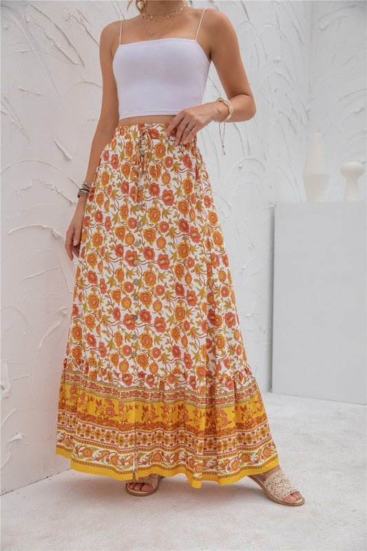 Womens Print Maxi Skirt - p3 Boutique