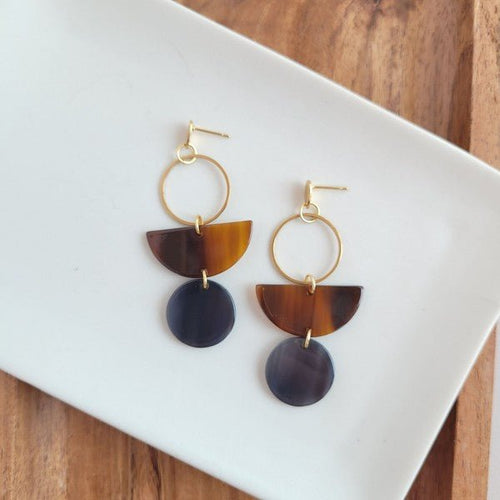 Wren Earrings - Walnut & Black - p3 Boutique