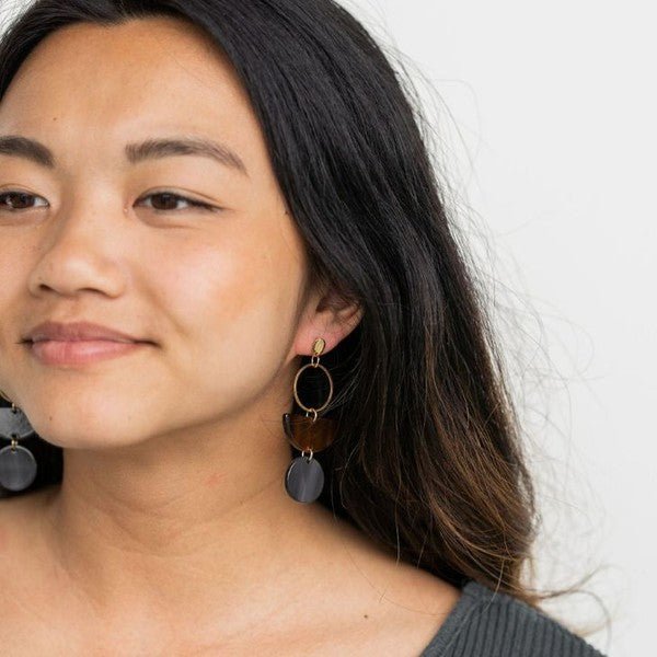 Wren Earrings - Walnut & Black - p3 Boutique
