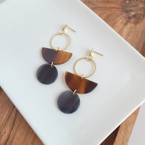 Wren Earrings - Walnut & Black - p3 Boutique