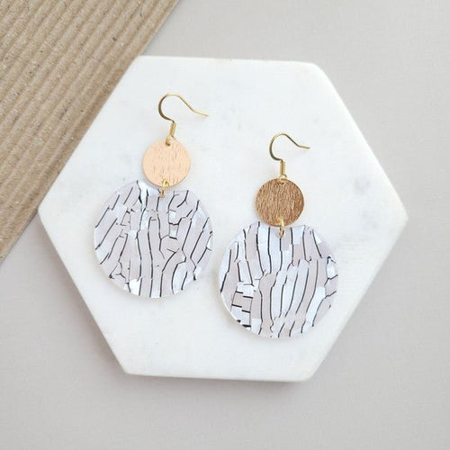 Zoey Earrings - Pearl Black Stripes - p3 Boutique