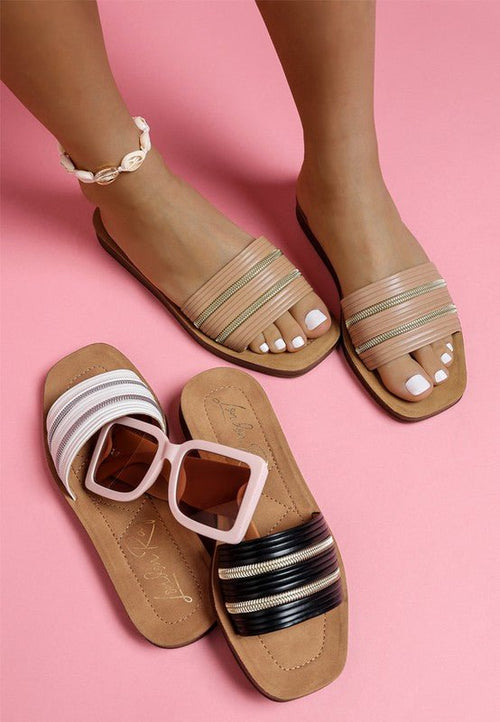 Zosaya Faux Zipper Detail Slip Ons - p3 Boutique