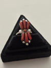 Zuni Sterling Silver & Coral Needlepoint Ring - p3 Boutique