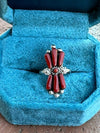 Zuni Sterling Silver & Coral Needlepoint Ring - p3 Boutique