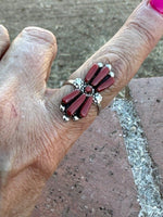 Zuni Sterling Silver & Coral Needlepoint Ring - p3 Boutique