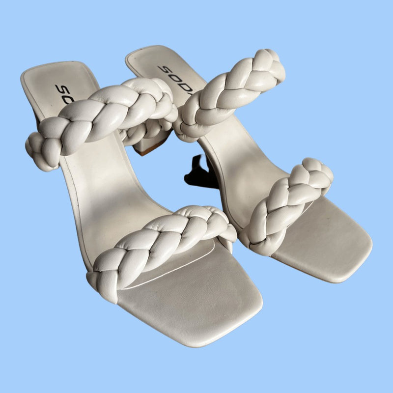 Bone Double Braided Heels - p3 Boutique