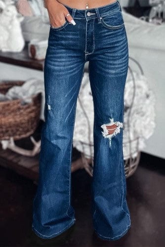 Distressed Flare Jeans - p3 Boutique