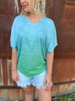 Turquoise faded into Green T Shirt - p3 Boutique