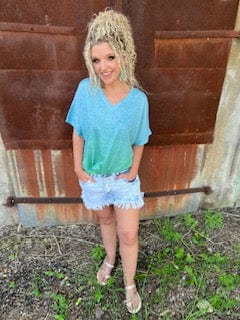 Turquoise faded into Green T Shirt - p3 Boutique