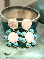 Turquoise/Pearl drop earrings p3 Boutique