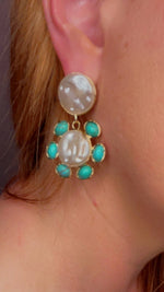 Turquoise/Pearl drop earrings - p3 Boutique