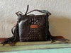 Wrangler Croc Embossed Whipstitch Concealed Carry Crossbody- Coffee - p3 Boutique